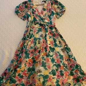 DKNY Multi-color Floral Flowy Knee-length Dress